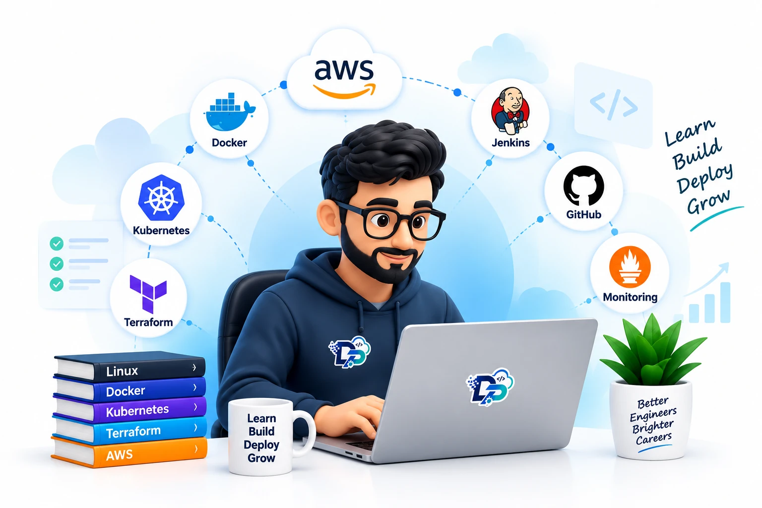 DevOps engineer learning Docker Kubernetes AWS Terraform and cloud technologies
